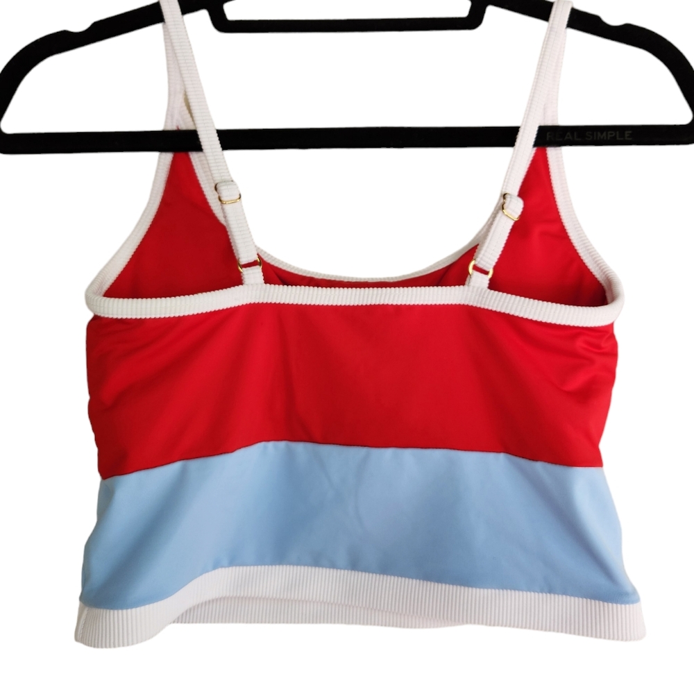 Revly Sport Jessie Hybrid Swim Workout Bikini Bra Crop Top - Red, White, & Blue - Picture 6 of 11